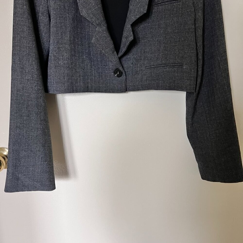 For Love & Lemons Turner Gray Cropped Blazer In Houndstooth S​​​​​​​​​​​ - Picture 4 of 7